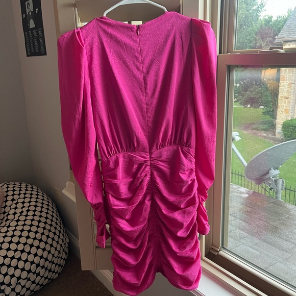 Ronny Kobo Flora Dress Hot Pink Long Sleeve Mini Dress Size Medium - Picture 4 of 4